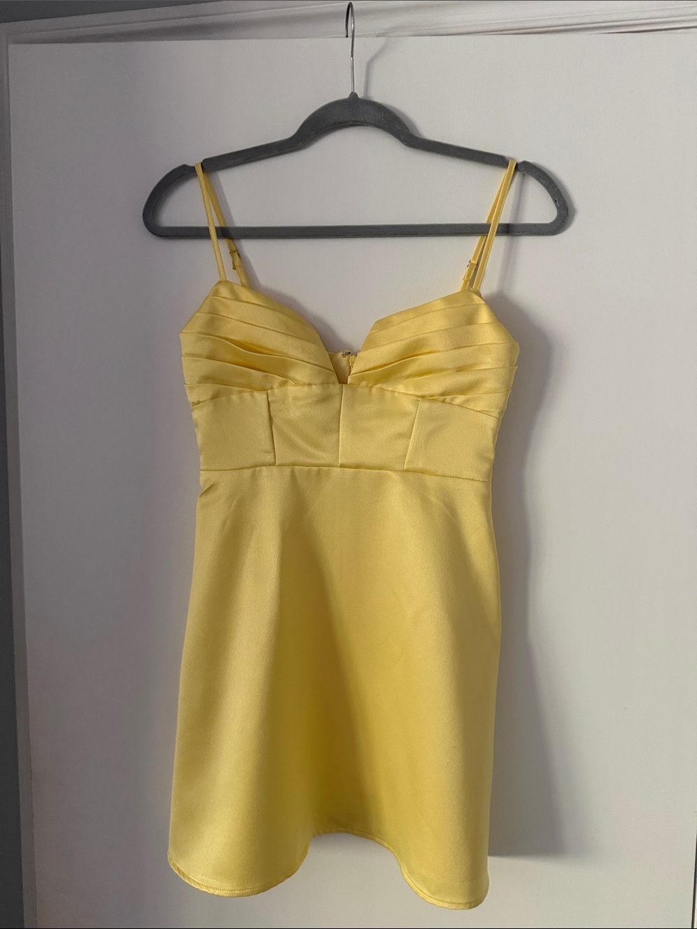 Princess Polly Yellow Satin Spaghetti Strap Mini Dress